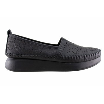 Road Shoes Γυναικεία Μοκασίνια Δέρμα 85L720 Μαύρο