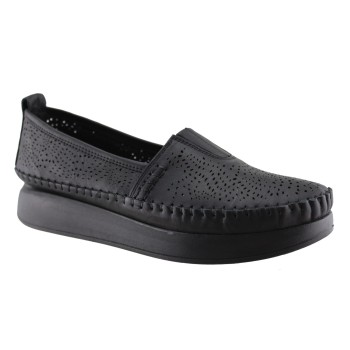 Road Shoes Γυναικεία Μοκασίνια Δέρμα 85L720 Μαύρο