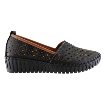 Road Shoes Γυναικεία Μοκασίνια Δέρμα 330-2 Μαύρο