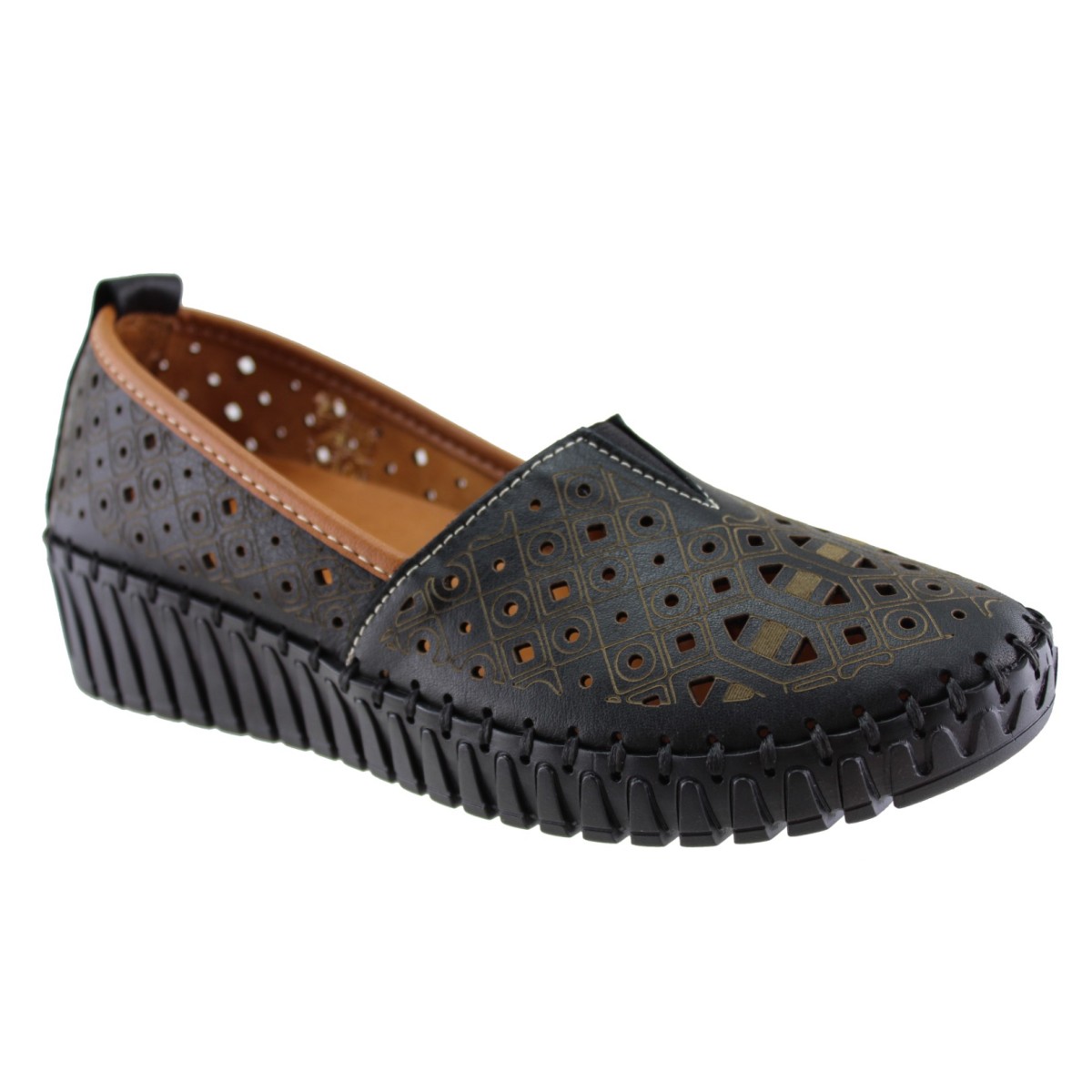 Road Shoes Γυναικεία Μοκασίνια Δέρμα 330-2 Μαύρο