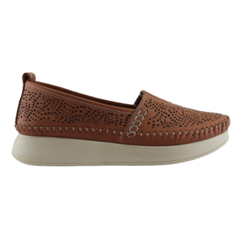Road Shoes Γυναικεία Μοκασίνια Δέρμα 85L720 Ταμπά