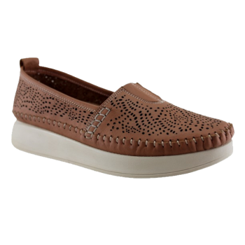 Road Shoes Γυναικεία Μοκασίνια Δέρμα 85L720 Ταμπά