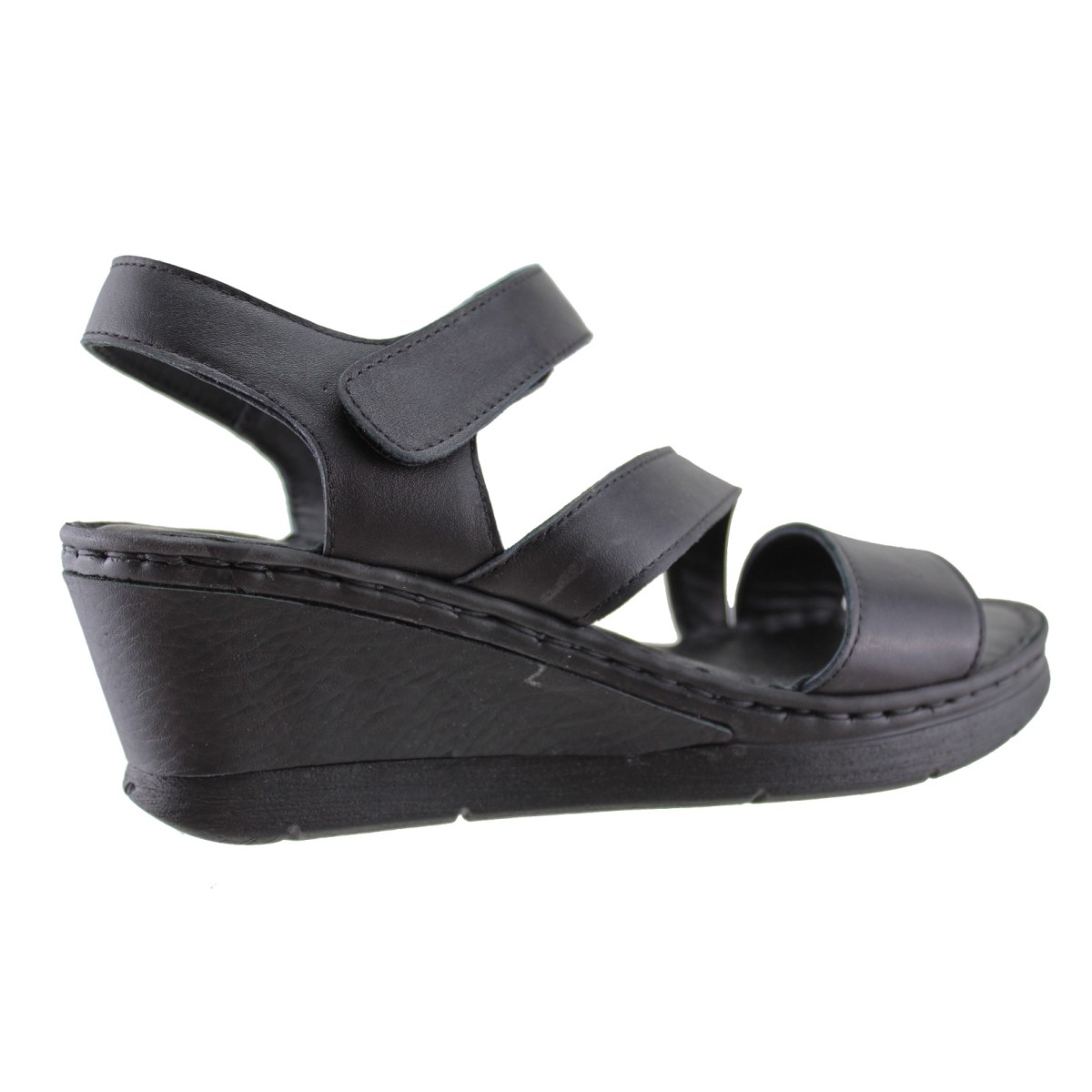 Road Shoes Γυναικεία Πέδιλα Πλατφόρμες Δέρμα 18-261 Μαύρο