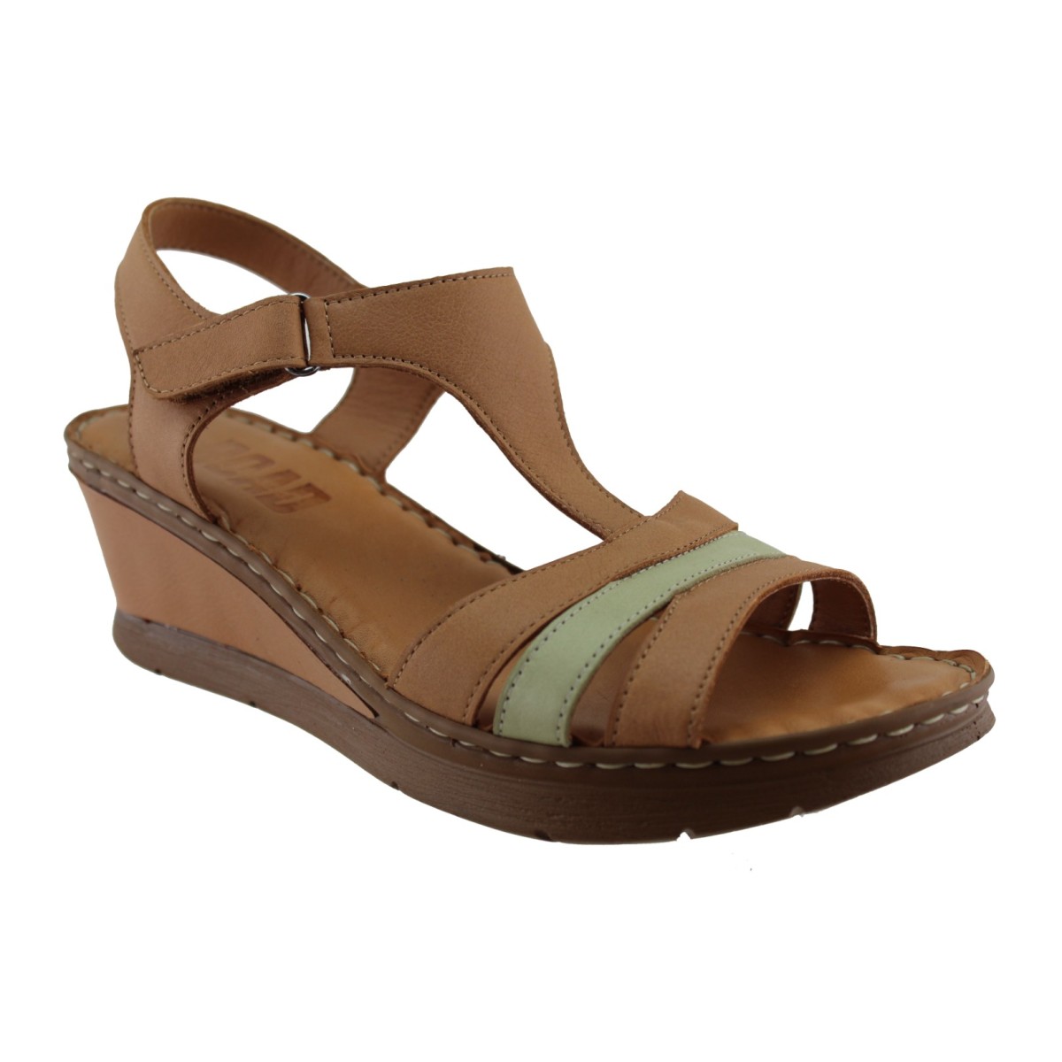 Road Shoes Γυναικεία Πέδιλα Πλατφόρμες Δέρμα 18-264 Ταμπά