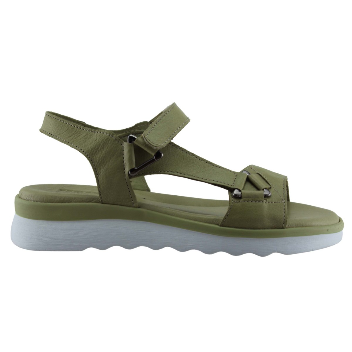 Road Shoes Γυναικεία Πέδιλα Flatforms Δέρμα 4515 Λαδί