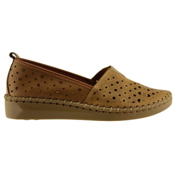 Road Shoes Γυναικεία Μοκασίνια Δέρμα 325-1 Ταμπά