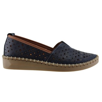 Road Shoes Γυναικεία Μοκασίνια Δέρμα 325-1 Μπλέ