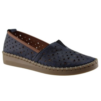Road Shoes Γυναικεία Μοκασίνια Δέρμα 325-1 Μπλέ