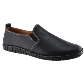 Road Shoes Γυναικεία Μοκασίνια Δέρμα 17113N Μαύρο