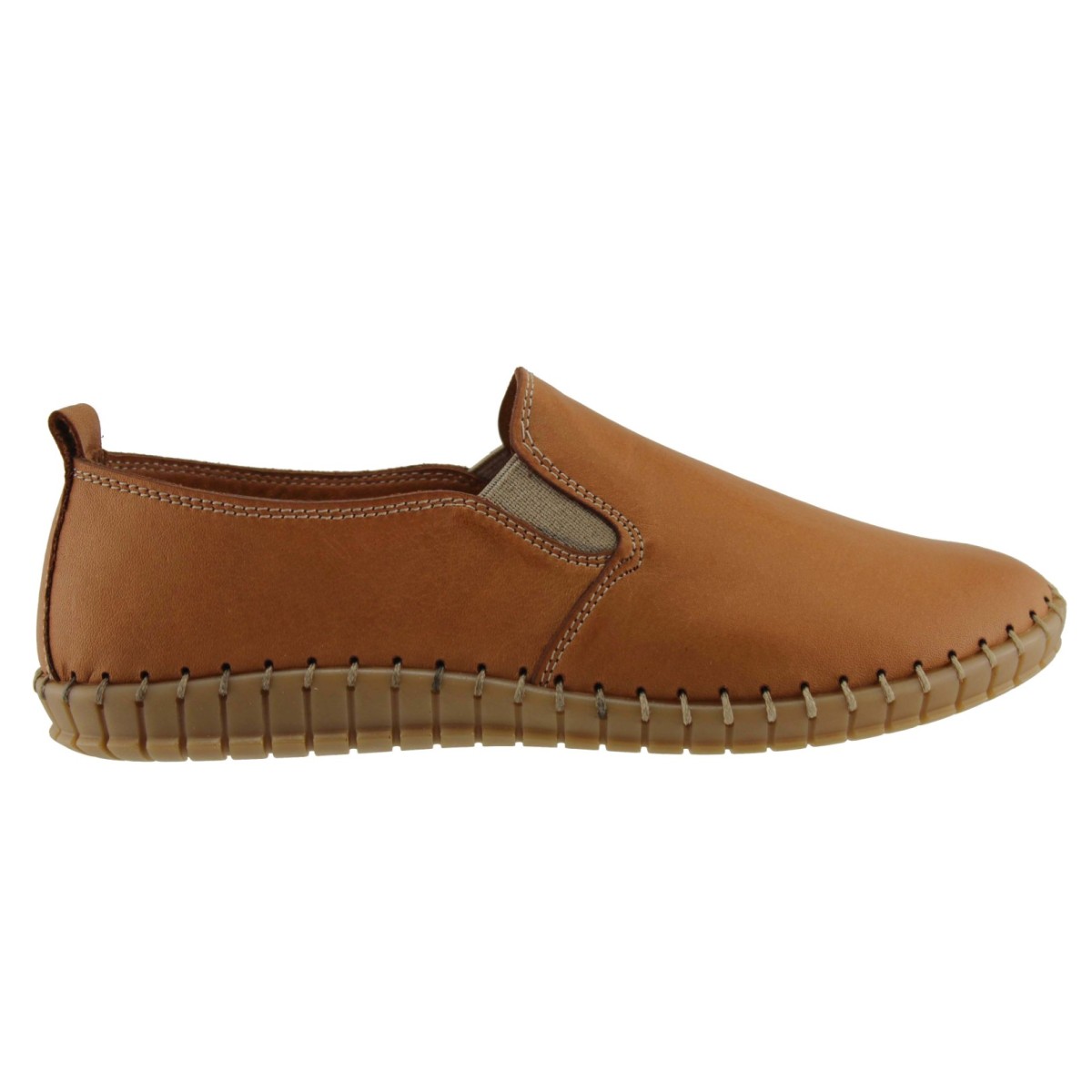 Road Shoes Γυναικεία Μοκασίνια Δέρμα 17113N Ταμπά