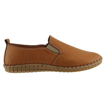 Road Shoes Γυναικεία Μοκασίνια Δέρμα 17113N Ταμπά