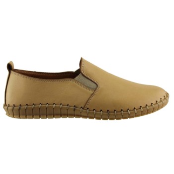 Road Shoes Γυναικεία Μοκασίνια Δέρμα 17113N Κάμελ
