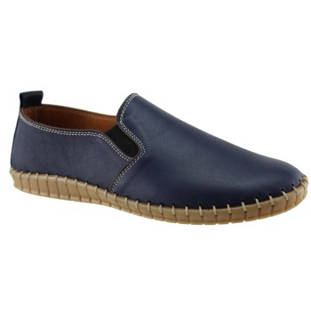 Road Shoes Γυναικεία Μοκασίνια Δέρμα 17113N Μπλέ