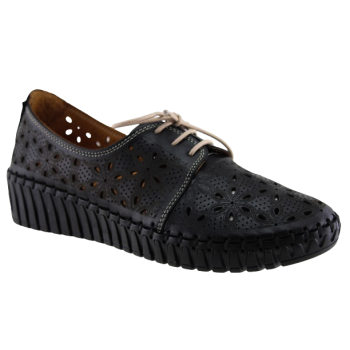 Road Shoes Γυναικεία Μοκασίνια Δέρμα 302-2N Μαύρο 