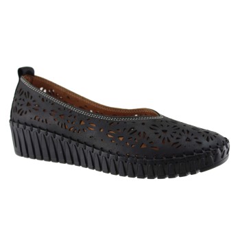 Road Shoes Γυναικεία Μοκασίνια Δέρμα 355 Μαύρο