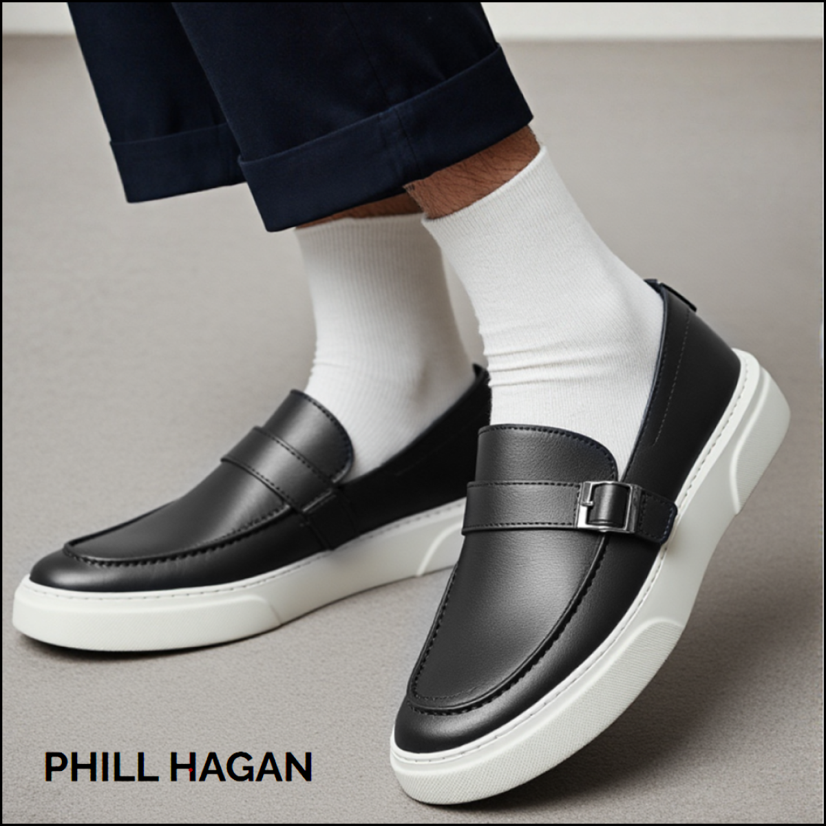 PHILL HAGAN Ανδρικά Sneakers Δέρμα E2701 Μαύρο
