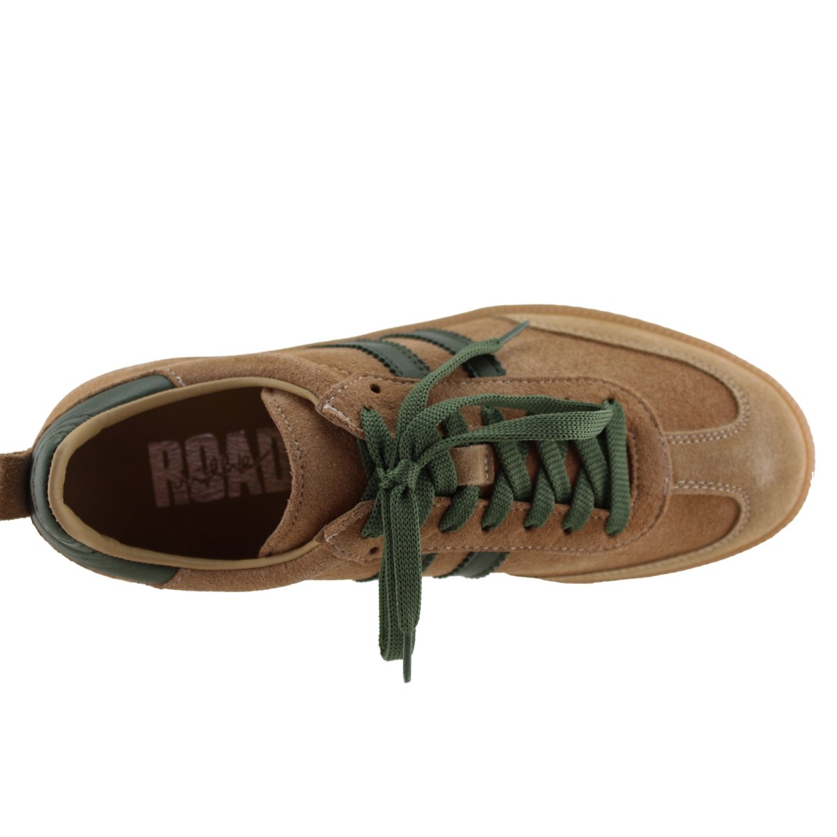Road Footwear Γυναικεία Sneakers Δέρμα 25510 Μπεζ Πράσινο