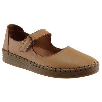 Road Shoes Γυναικείες Μπαρέτες Δέρμα 1608NH  Ταμπά