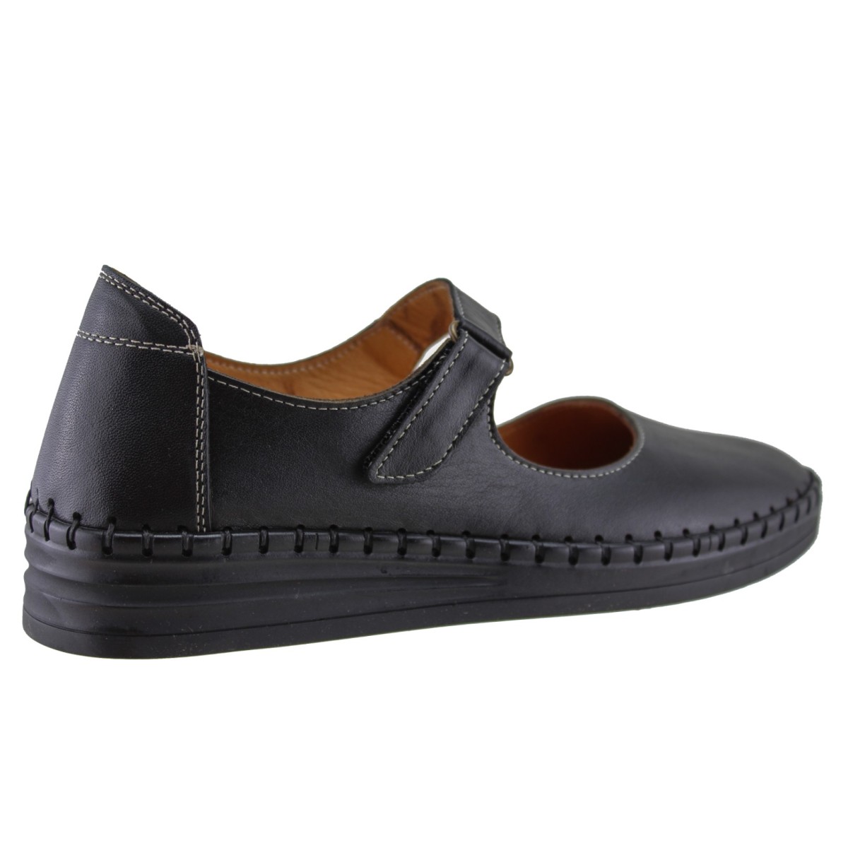 Road Shoes Γυναικείες Μπαρέτες Δέρμα 1608NH  Μαύρο