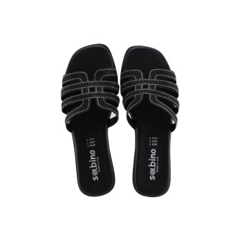Sabino Shoes Γυναικεία Σανδάλια Δέρμα Γ-1106-01 Μαύρο