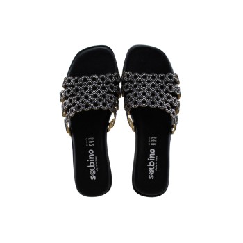 Sabino Shoes Γυναικεία Σανδάλια Δέρμα Γ-1106-02 Μαύρο