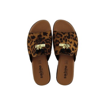 Sabino Shoes Γυναικεία Σανδάλια Δέρμα Γ-11-12 Leopard