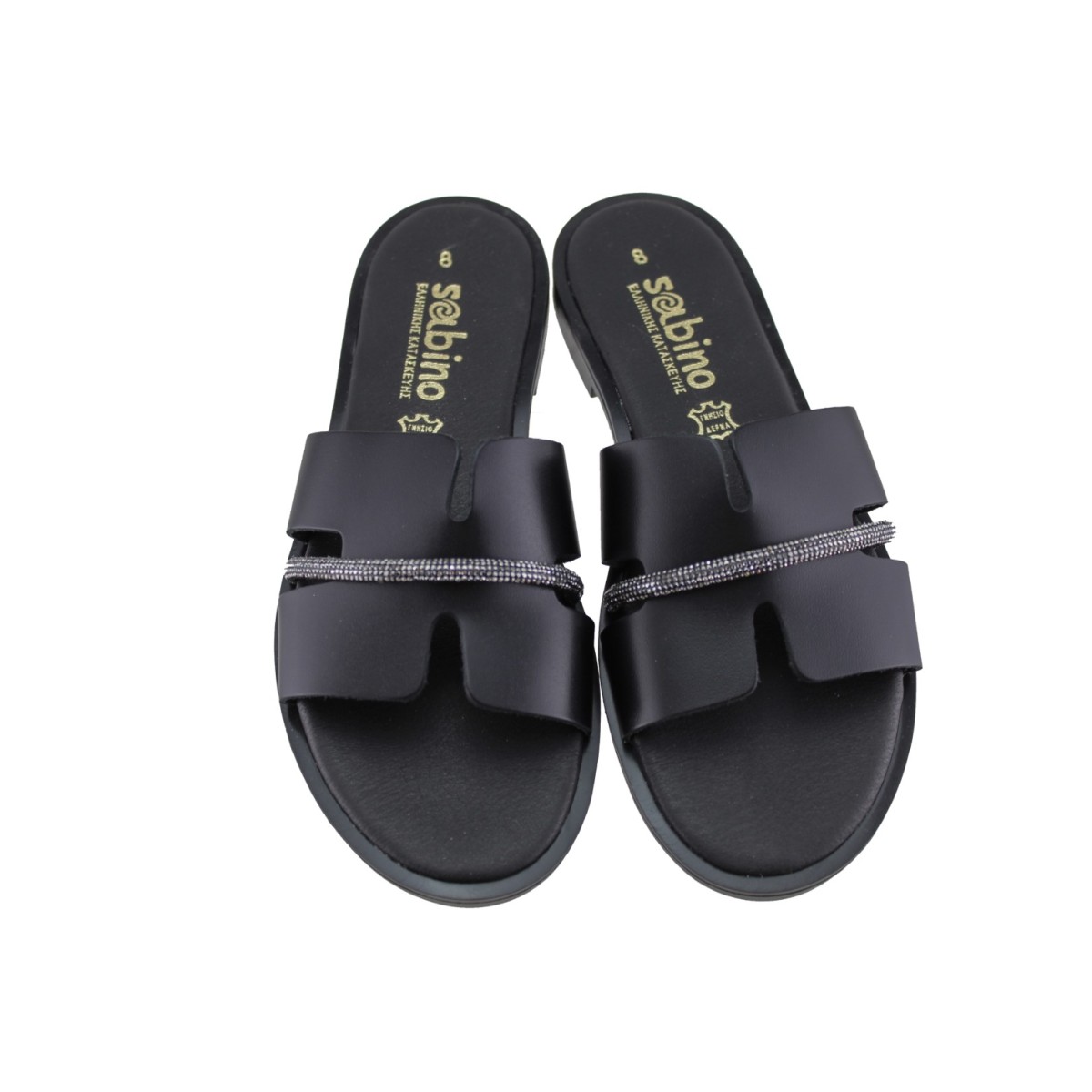 Sabino Shoes Γυναικεία Σανδάλια Δέρμα Γ-3509-10 Μαύρο
