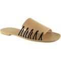 Sandia Shoes Γυναικεία Σανδάλια Δέρμα P-012 Μπέζ Μαύρο