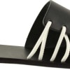 Sandia Shoes Γυναικεία Σανδάλια Δέρμα P-012 Mαύρο Λευκό