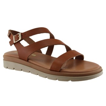 Stefania Γυναικεία Πέδιλα Flatforms Δέρμα 0313 Ταμπά