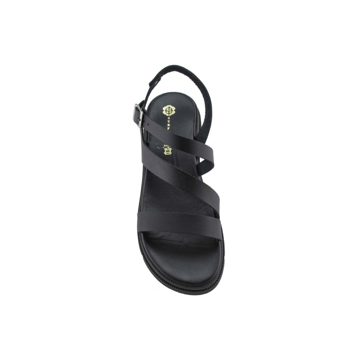 Stefania Γυναικεία Πέδιλα Flatforms Δέρμα 0313 Μαύρο