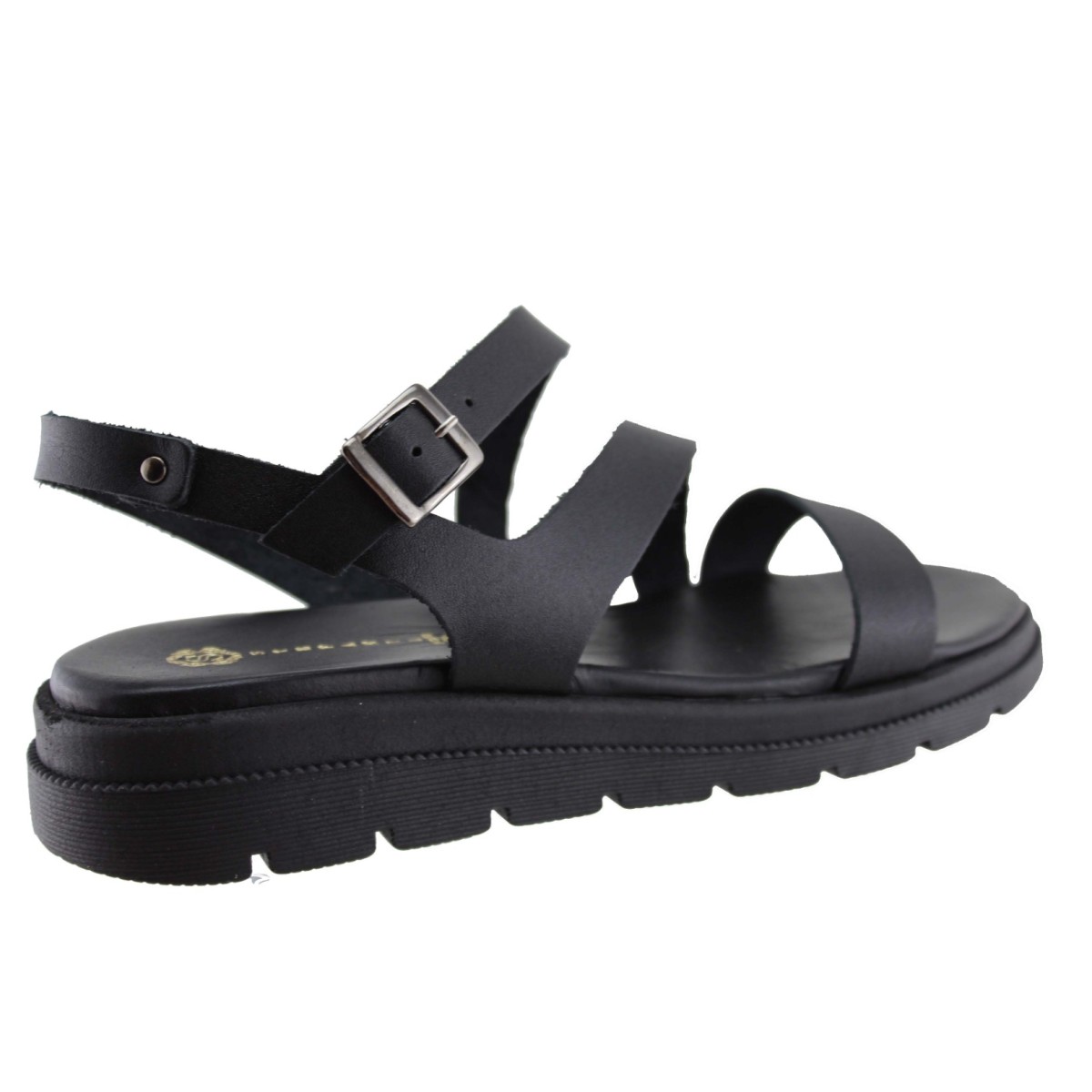 Stefania Γυναικεία Πέδιλα Flatforms Δέρμα 0313 Μαύρο