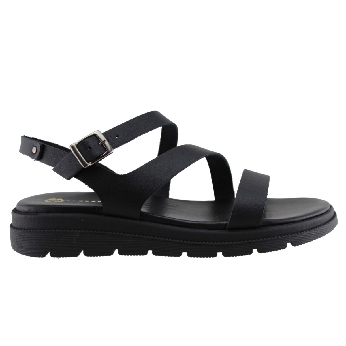 Stefania Γυναικεία Πέδιλα Flatforms Δέρμα 0313 Μαύρο