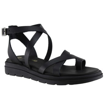 Stefania Γυναικεία Πέδιλα Flatforms Δέρμα 0345 Μαύρο