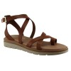 Stefania Γυναικεία Πέδιλα Flatforms Δέρμα 0345 Ταμπά