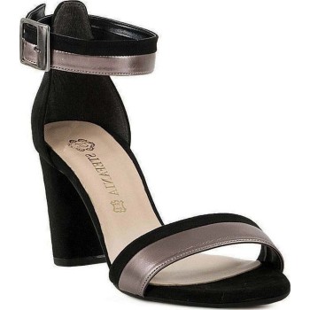 Stefania Γυναικεία Πέδιλα 968 Μαύρο Χαλκός Suede