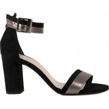 Stefania Γυναικεία Πέδιλα 968 Μαύρο Χαλκός Suede