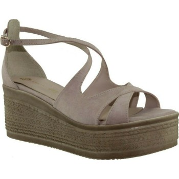 Stefania Γυναικεία Πέδιλα Πλατφόρμες 40054 Πούδρα Suede