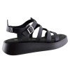 Stefania Γυναικεία Πέδιλα Flatforms Δέρμα 3843 Μαύρο