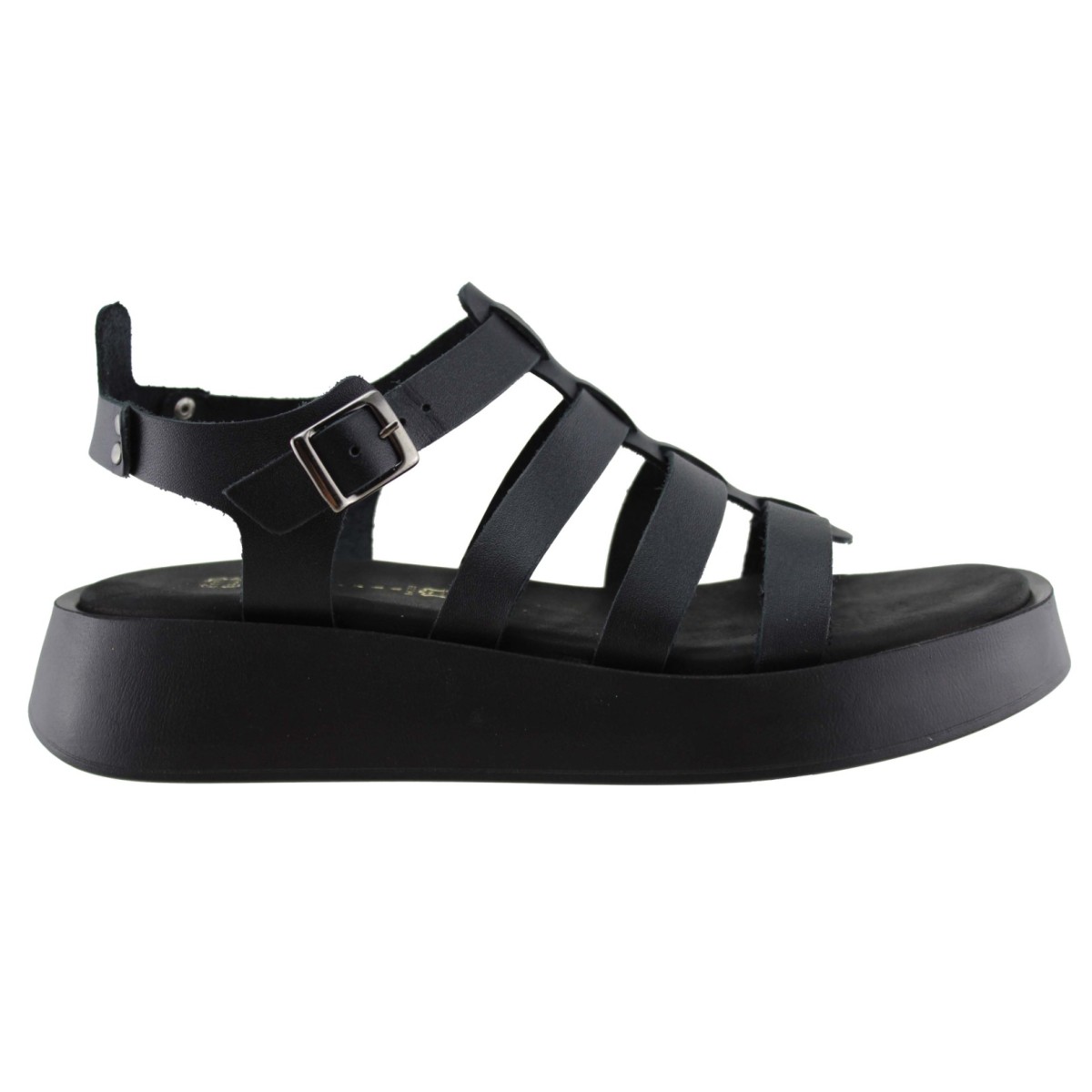 Stefania Γυναικεία Πέδιλα Flatforms Δέρμα 3843 Μαύρο