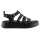 Stefania Γυναικεία Πέδιλα Flatforms Δέρμα 3843 Μαύρο