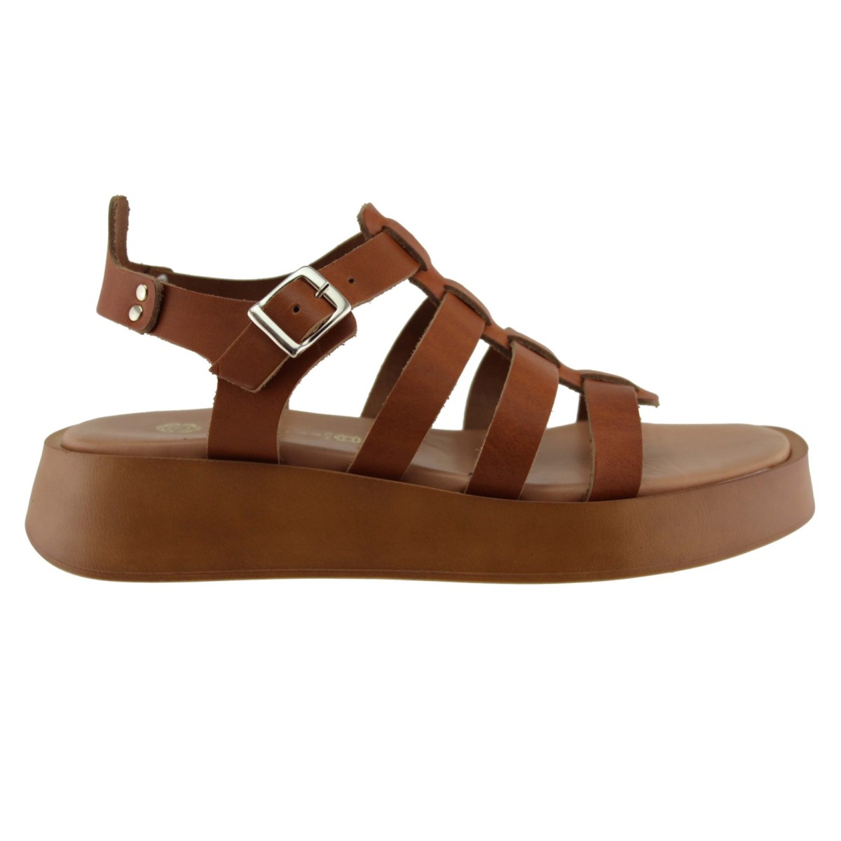 Stefania Γυναικεία Πέδιλα Flatforms Δέρμα 3843 Ταμπά