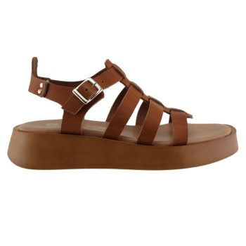 Stefania Γυναικεία Πέδιλα Flatforms Δέρμα 3843 Ταμπά