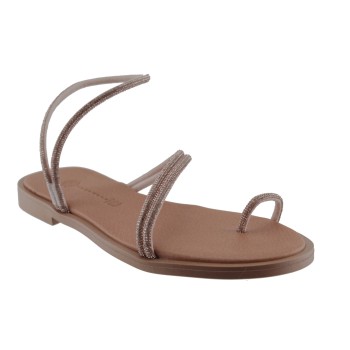 Stefania Γυναικεία Πέδιλα Flat Δέρμα 2 Χαλκός