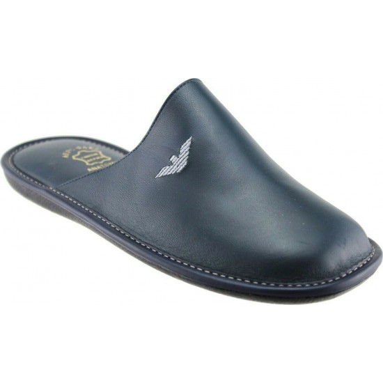 Zak Shoes Ανδρικές Παντόφλες Δέρμα SO1545 Μπλέ