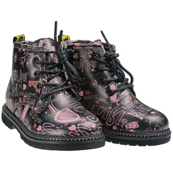 Zak Shoes Παιδικά Μποτάκια 12/186 Μαύρο Ροζ